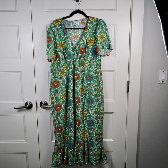 RHODE: Target Collab Green Floral Midi Dress - Picture 9 of 9